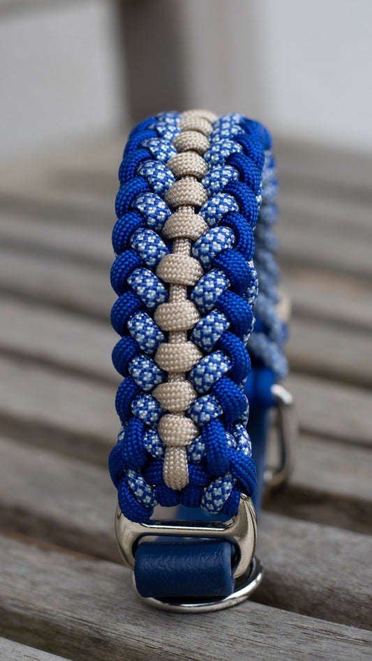 modrý paracordový obojek pro malé a střední psy