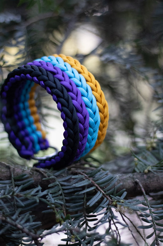 Paracordový obojek pro psa, obojek na míru, ručně pletený obojek pro střední i velké psy, elegantní obojek, praktický obojek, barevný paracordový obojek, nastavitelný obojek