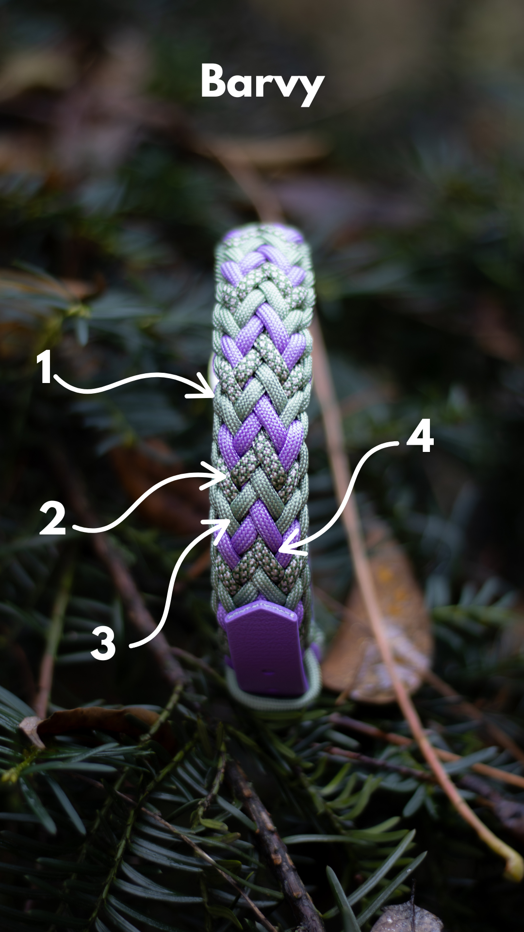 Paracordový obojek na míru ve vzoru 'Fairy dust'