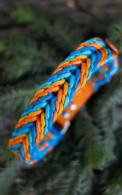 Nastavitelný paracordový obojek ve vzoru 'Autumn 🍁'  s BioThane popruhem