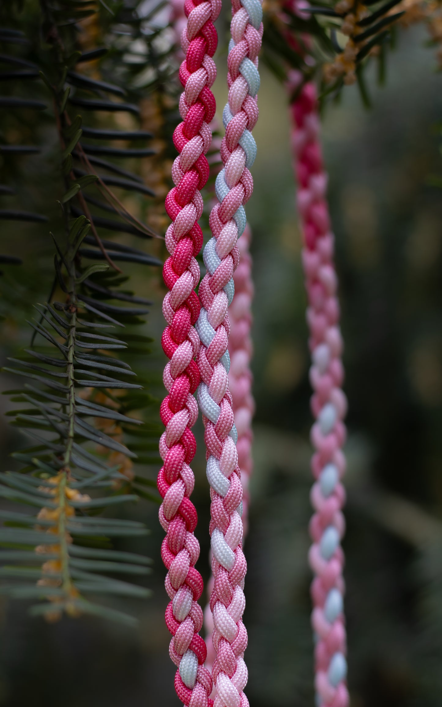 Přepínací paracordové vodítko ve vzoru 'Braids mini' 2m - růžové