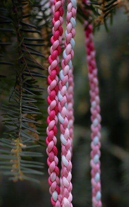 Přepínací paracordové vodítko ve vzoru 'Braids mini' 2m - růžové