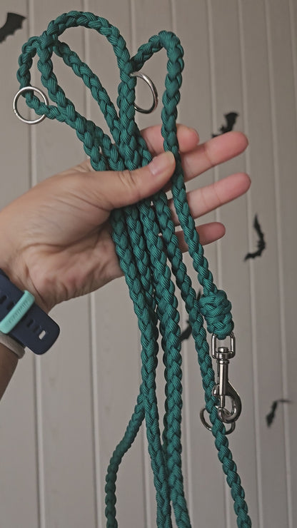 Přepínací paracordové vodítko ve vzoru 'Braids mini' 2,5 m - tmavě zelené