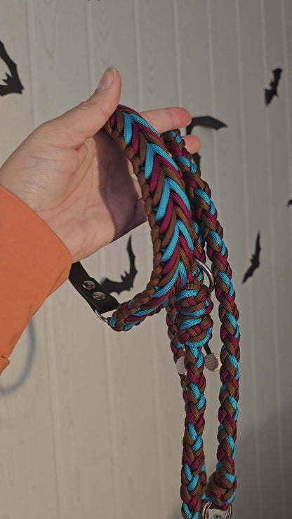 Klasické paracordové vodítko s ručkou ve vzoru 'Braids'