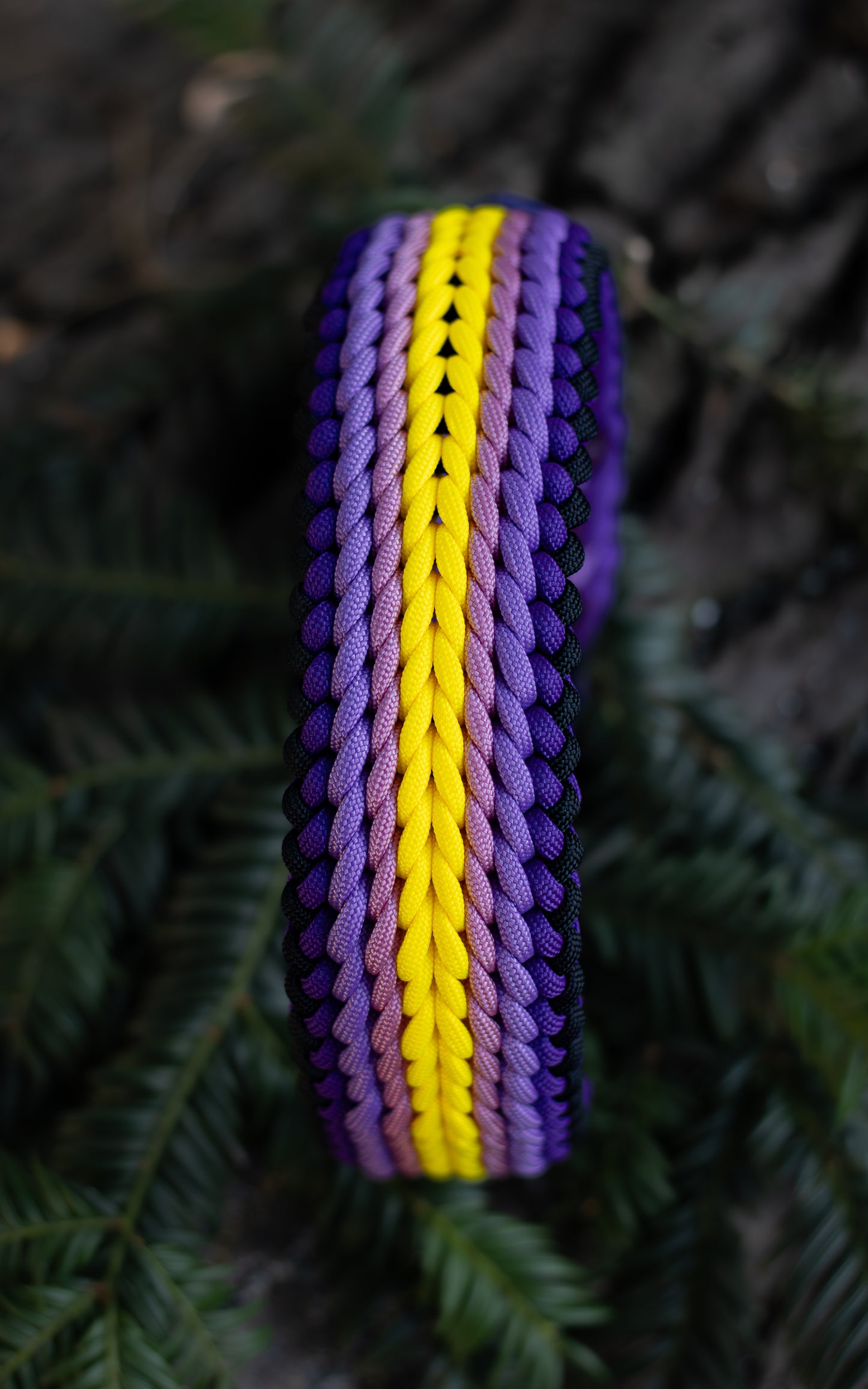 Nastavitelný paracordový obojek  ve vzoru 'Luna wide🌙' s BioThane popruhem