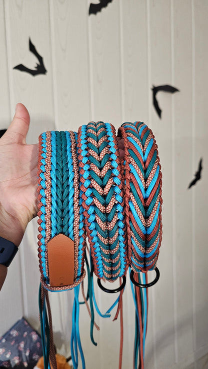 Nastavitelný paracordový obojek  ve vzoru 'Luna wide🌙' s BioThane popruhem