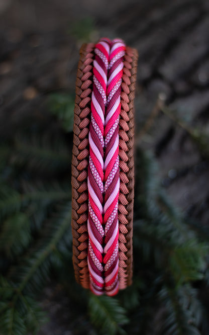 Nastavitelný paracordový obojek ve vzoru 'Mountain breeze 🏔️' s BioThane popruhem