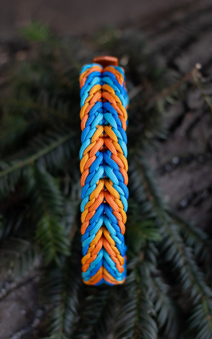 Nastavitelný paracordový obojek ve vzoru 'Autumn 🍁'  s BioThane popruhem