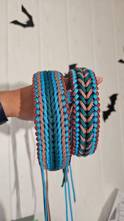 Nastavitelný paracordový obojek  ve vzoru 'Luna wide🌙' s BioThane popruhem