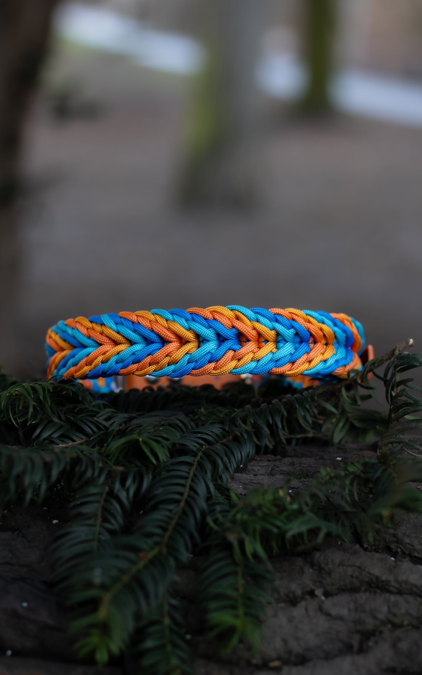 Nastavitelný paracordový obojek ve vzoru 'Autumn 🍁'  s BioThane popruhem