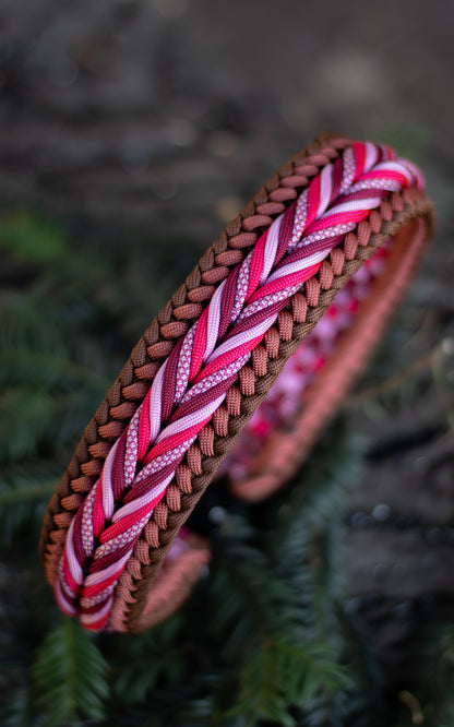 Nastavitelný paracordový obojek ve vzoru 'Mountain breeze 🏔️' s BioThane popruhem