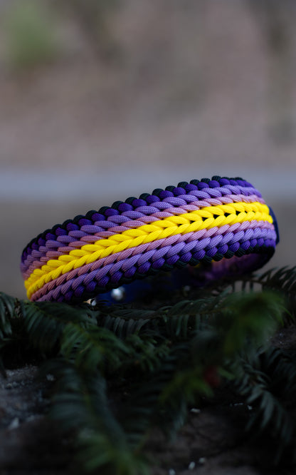 Nastavitelný paracordový obojek  ve vzoru 'Luna wide🌙' s BioThane popruhem